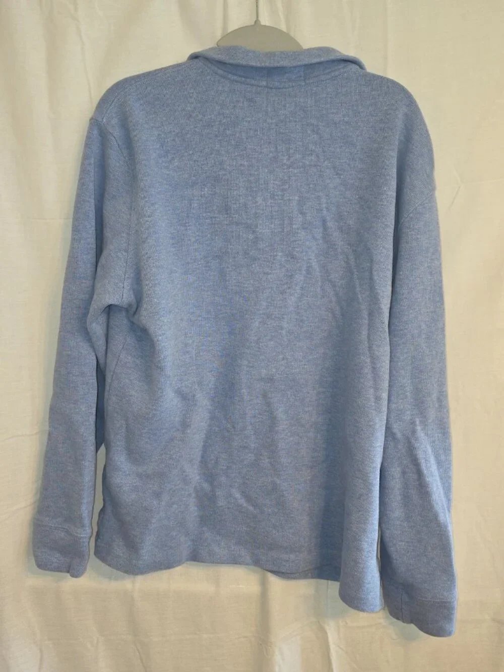 Polo by Ralph Lauren Light Blue Quarter Zip Estate Rib Sweater Mens Large Preppy
